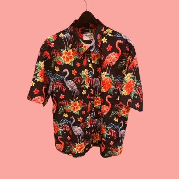 TUNEVUSE Men's Hawaiian Flamingo Shirt - Picture 2 of 8